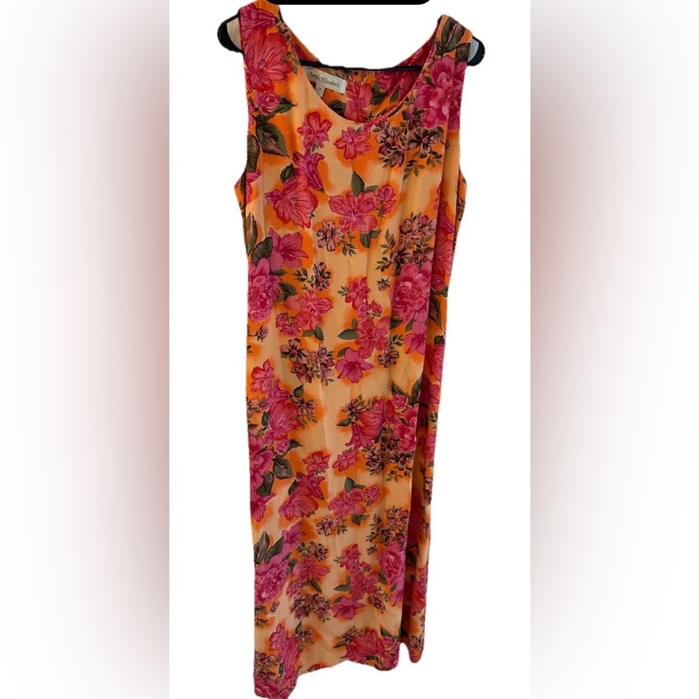 Women’s Vintage Sarah Elizabeth Sleeveless Boho Bright Floral Maxi Dress Size 10